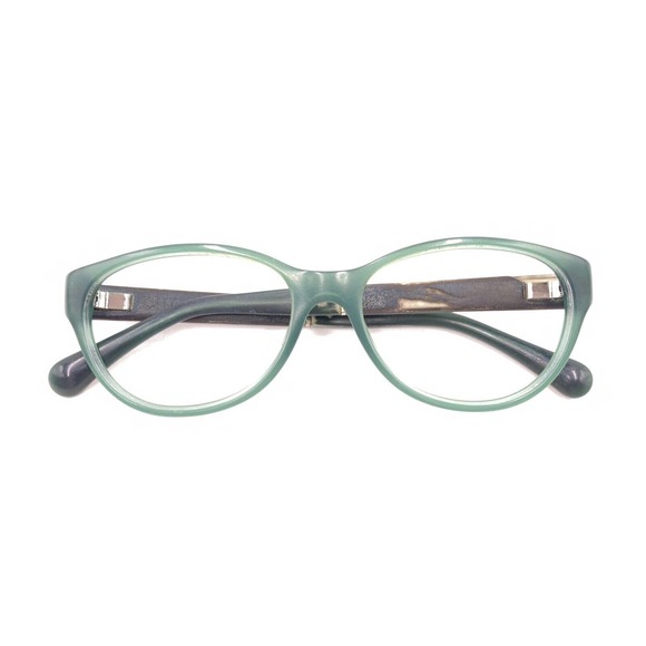 Chanel Green Oval Eyeglasses Frames 53-16 135 Italy Designer Fashion Leather - Picture 12 of 12